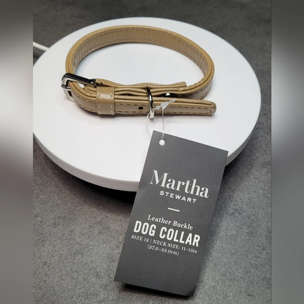 Martha Stewart Faux Leather Buckle Dog Collar X-Small